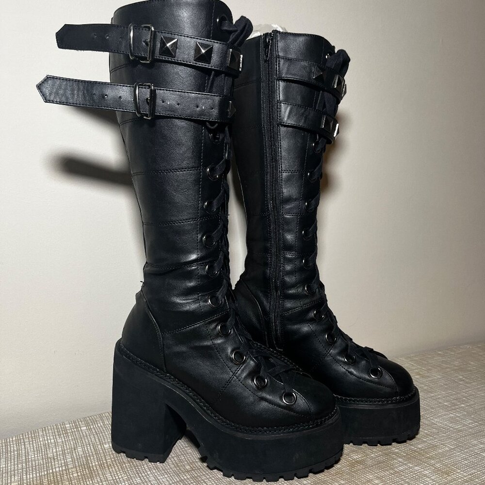 Demonia By Pleaser Assault Stud Strap Platform Boots